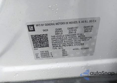 2019 GMC Terrain Slt z USA, uszkodzony, nr VIN 3GKALPEV8KL372253